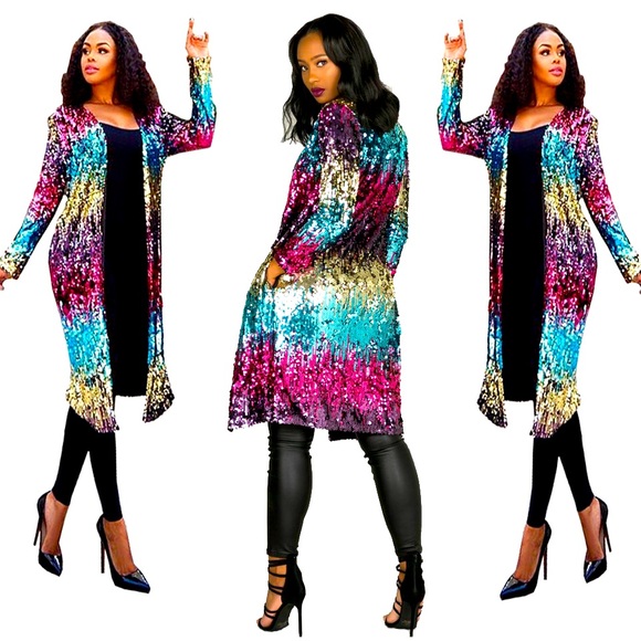 Long sequin rainbow jacket - Picture 2 of 2